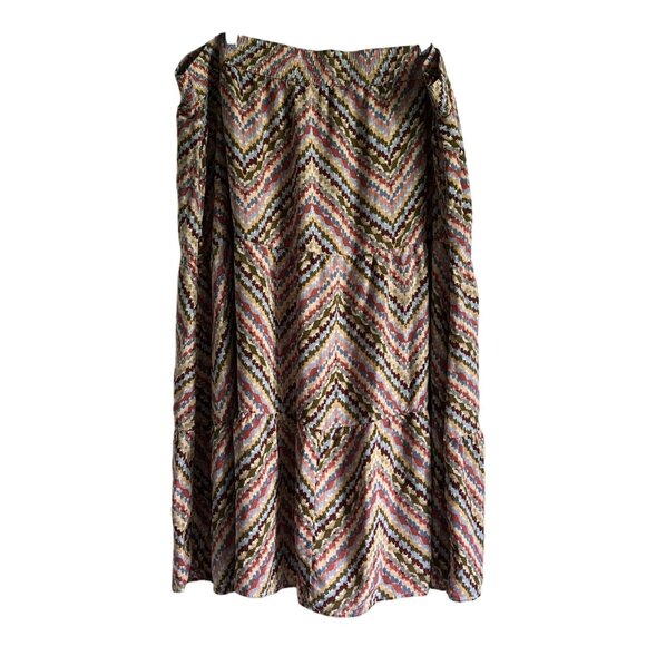 Sonoma Goods For Life Womens 2X Multi Stripe Print Tiered Midi Skirt Elastic - Picture 5 of 6